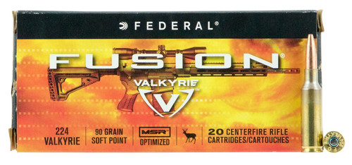 Federal Fusion MSR 224 Valkyrie 90 Grain Bonded Soft Point Hunting Ammo  Optimized for Modern Sporting Rifles