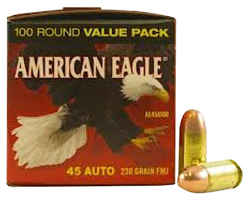 Federal American Eagle 45 ACP 230 Grain Full Metal Jacket Target Ammunition - 100 Rounds (Part AE45A100)