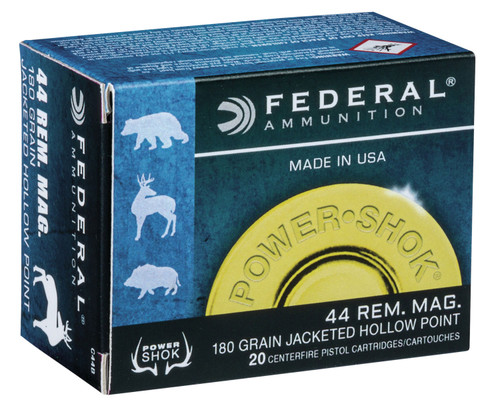 Federal Power-Shok .44 Magnum 180 Grain Jacketed Hollow Point Hunting Ammunition - C44B
