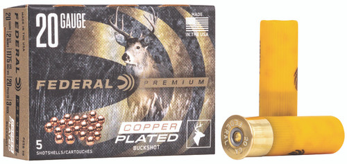 Federal Premium P2563B 20 Gauge Buckshot Ammo  2.75 Inch, 1 1/8 Oz, 3 Buck Shot for Hunting