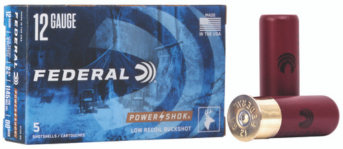 Federal Power-Shok 12 Gauge 00 Buckshot - 2.75 Inch, 1 3/16 oz, 1140 fps, 5 Rounds per Box
