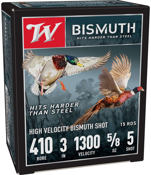 Winchester Ammo SWB4135XV 410 Gauge 3-inch #5 Shot Bismuth Ammunition - 15 Rounds per Box, 10 Boxes per Case