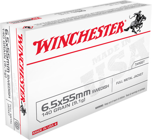 Winchester Ammo USA6555 6.5x55 Swedish Full Metal Jacket 140 Grain Rifle Ammunition - 20 Rounds per Box