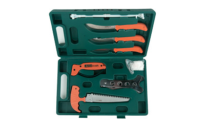 AccuSharp Game Processing Kit - Complete Outdoor Meat and Game Butchering Set with Knife Sharpener and Carry Case