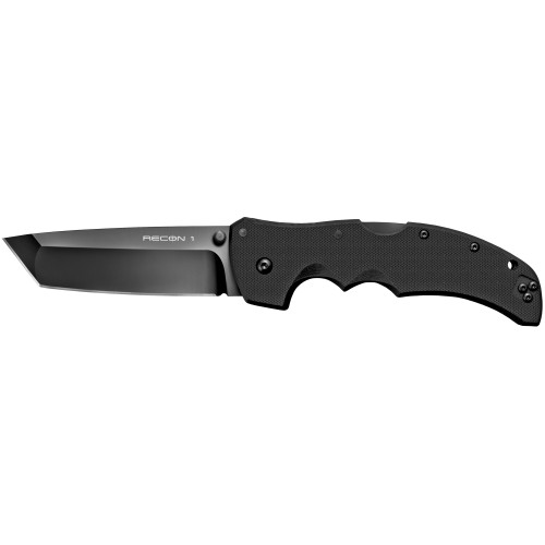 Cold Steel Recon 1, Folding Knife, Black, Plain Edge, Tanto, 4 Blade, DLC Finish, S35VN, Black Handle CS-27BT