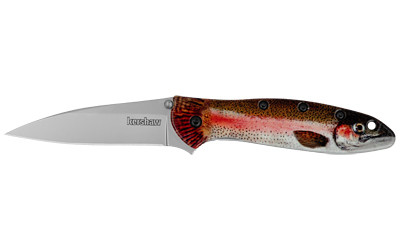 Kershaw Leek Rainbow Trout Folding Knife - Assisted Opening, 3-Inch Plain Edge, 14C28N Steel