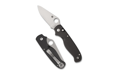 Spyderco ButtonUp CF Pocket Knife with 3.27-Inch Plain Edge, Black G-10 and Carbon Fiber Handle