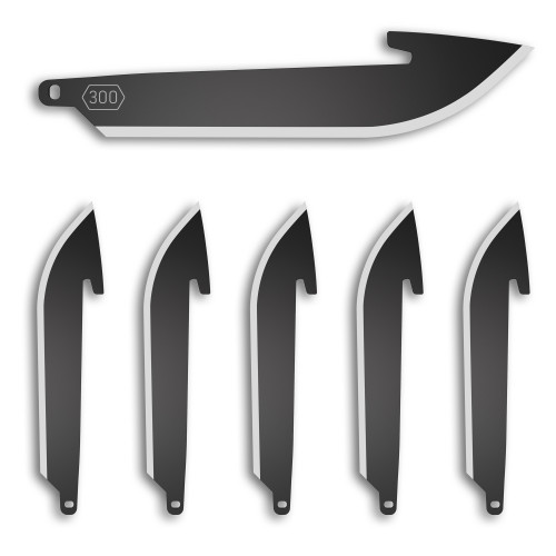 Outdoor Edge Razor EDC Blades, Plain 3 Blades, Drop Point, 420J2 Stainless Steel, Black Oxide Finish, 6 Pack RR30K-6C