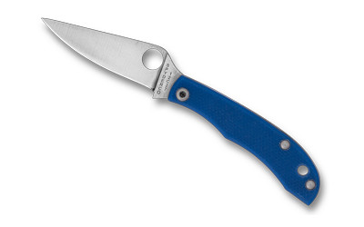 Spyderco Honeybee G-10 Folding Knife - 1.68 inch Plain Blade, Blue Handle