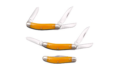 Cold Steel Gentleman's Stockman Folding Knife CS-FL-GSTKM-Y with 3 Blades and Yellow Handle