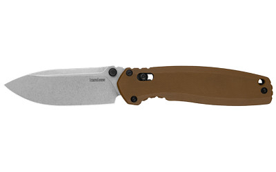 Kershaw Broadside Spear Point Folding Knife with D2 Steel and Flat Dark Earth Handle