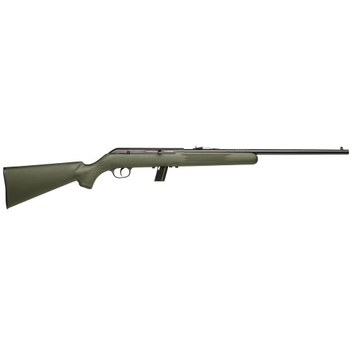 Savage Arms Model 64F .22 LR Semi-Automatic Rifle with 21-Inch Barrel, 10-Round Capacity, and Adjustable Sights in Green