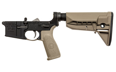 Bravo Company Factory Blem Complete Lower Receiver with BCM SOPMOD Stock in Flat Dark Earth – Model BCMLRG-STK-MOD-0-SPMD-FDE