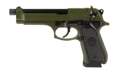 Beretta 92FS 9mm Full Size Pistol with Threaded Barrel in Olive Drab Green  Model J92F300GRTB18