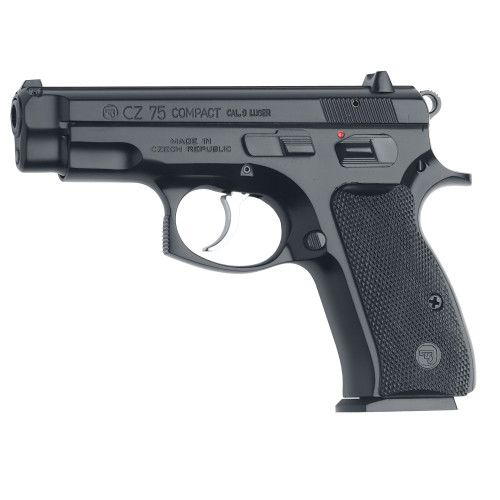 CZ 75 Compact 9mm Pistol with 3.75-Inch Barrel - Black Steel, 15 Rounds