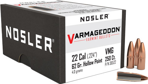 Nosler Bullets 22 Caliber .224 Varmageddon Varmint Bullet - 62 Grain Hollow Point Flat Base