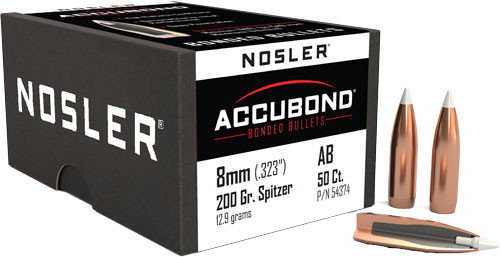Nosler Bullets 8mm .323 Caliber 200 Grain AccuBond Spitzer Boat Tail Bullets (50 Rounds per Box)