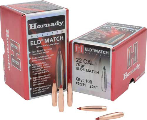 Hornady Bullets .22 Caliber .224 ELD Match – 75 Grain, Box of 100