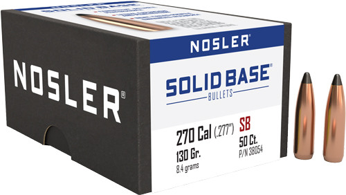 Nosler Bullets .277 Diameter, 130 Grain Solid Brass Boat Tail with Ballistic Tip for Hunting - Model 38054