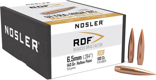 Nosler Bullets 6.5mm .264 140 Grain RDF Hollow Point Boat Tail – Reduced Drag Factor Series