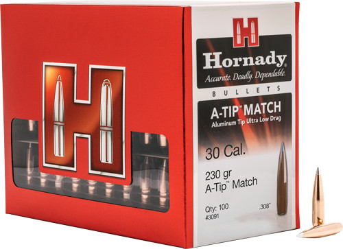 Hornady 30 Caliber .308 ACCUBOND Match Bullets, 230 Grain, Box of 100