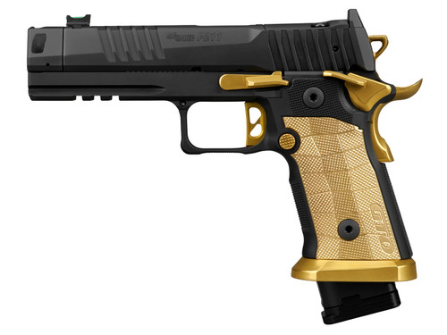 SIG SAUER P211 Spectre Comp 9mm Semi-Auto Pistol with Nitron Finish and Custom Brass Grip Panels