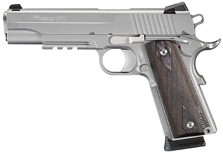 SIG Sauer 1911R-45-SSS-CA Stainless Steel Semi-Auto Pistol with SIGLITE Sights and Custom Blackwood Grips