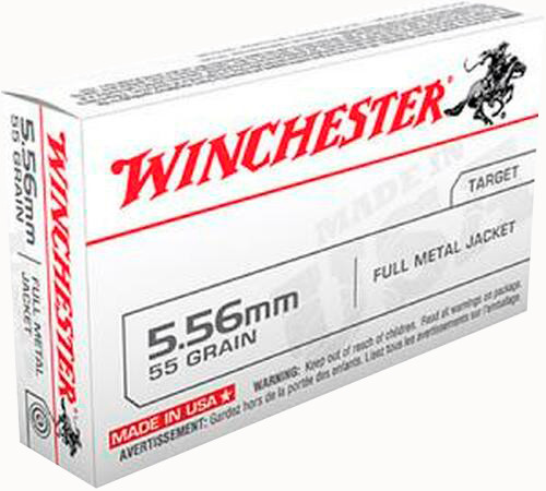 Winchester Ammo WM193K 5.56x45mm NATO Full Metal Jacket Lead Core Rifle Ammunition, 55 Grain, 20 Rounds per Box