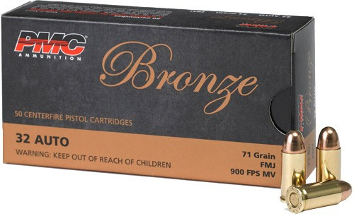 PMC 32 ACP 71 Grain FMJ Ammunition - Full Metal Jacketed 50 Rounds