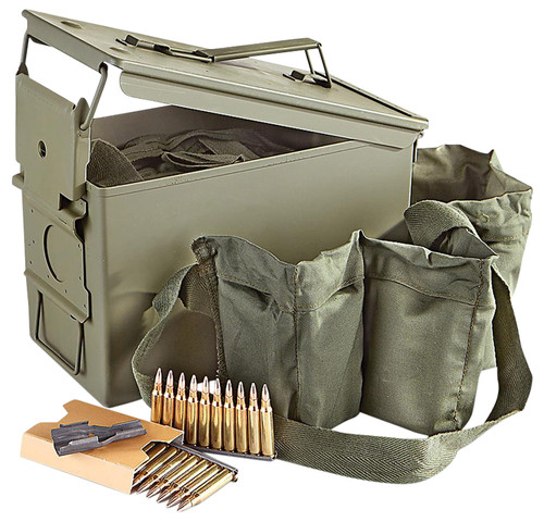 PMC 223AMB .223 Rem Full Metal Jacket Target Shooting Ammo with Bandoleer and Ammo Can