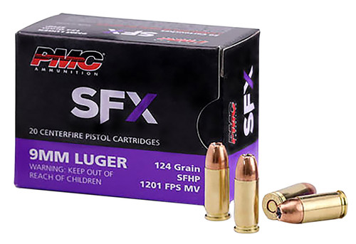 PMC 9SFX 9mm Luger 124 Grain StarFire Hollow Point Centerfire Handgun Ammunition, 50 Rounds per Box