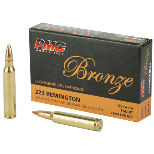 PMC Ammunition Bronze .223 Remington 55 Grain Full Metal Jacket - 20 Rounds per Box, 1,000 Rounds per Case