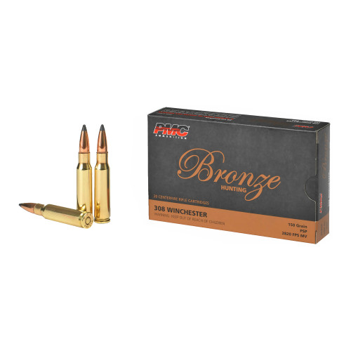PMC Ammunition Bronze Soft Point .308 Winchester 150 Grain - 20 Rounds per Box, 200 per Case