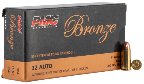 PMC 32A .32 ACP Full Metal Jacket Centerfire Handgun Ammunition - 71 Grain, 50 Rounds