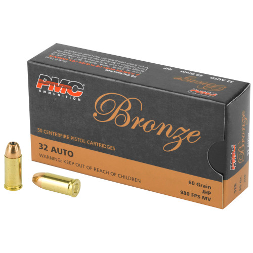 PMC Ammunition Bronze 32 ACP Hollow Point 60 Grain – Reliable Performance for Self-Defense and Target Shooting
