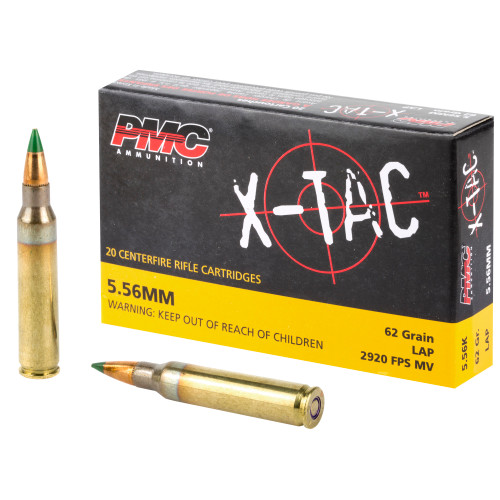 PMC Ammunition XTAC 5.56 NATO 62 Grain Green Tip - Pack of 20 Rounds