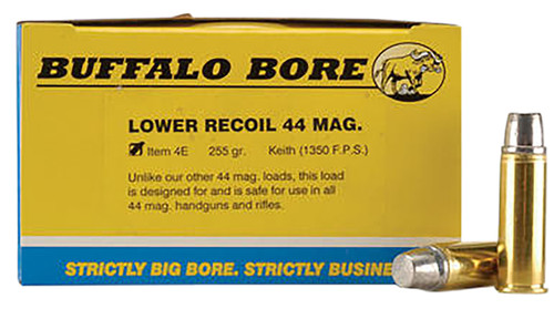 Buffalo Bore Ammunition 4E20 .44 Remington Magnum 255 Grain Hard Cast Low-Recoil Handgun Ammunition, 20 Rounds