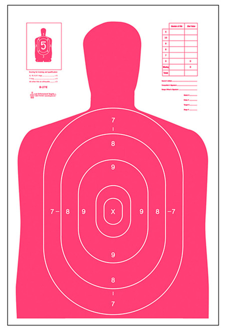 Action Target B27ERD100 B-27E-RD High-Visibility Fluorescent Red/White Silhouette Targets, 100-Count