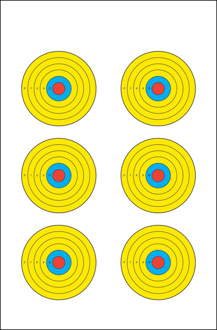Action Target PRBE6100 Six Bull's-Eye Hanging Paper Targets, 100-Pack