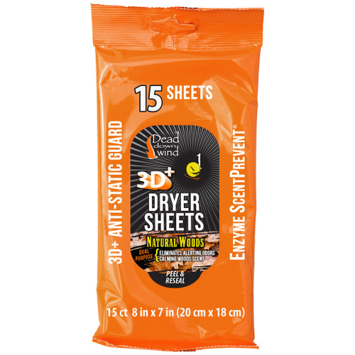 Dead Down Wind Natural Woods Dryer Sheets, 15-Pack