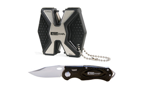 AccuSharp Sport Diamond, Diamond Two Step & Black Sport Knife Combo, Plain Edge, Black Aluminum Grip 046C