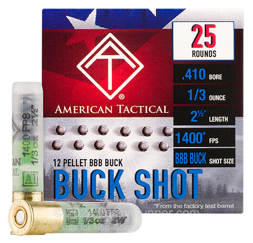 Ati Shotshell, Ati Ac410bbb      410 2.5 Buck Shot   1/3oz  25/10