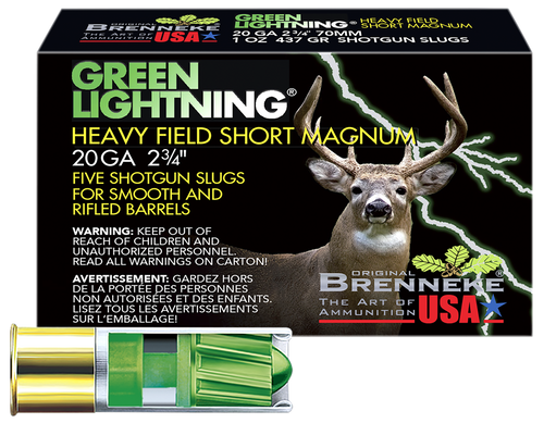 Brenneke Green Lightning, Br Sl202hfsgl Glght         20 2.75 Slug  1oz 5/50