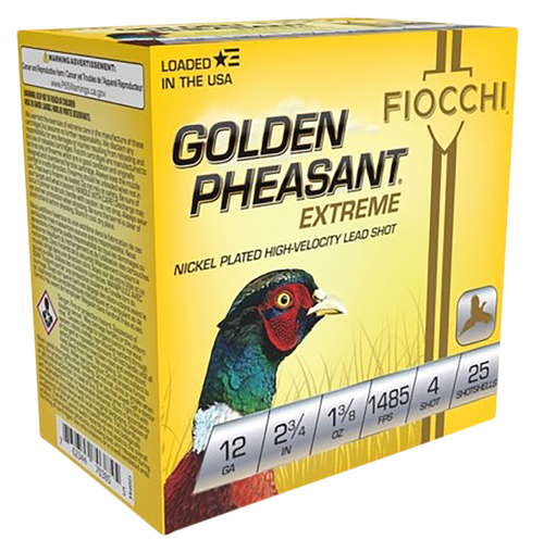 Fiocchi Golden Pheasant, Fio 12gpx4    Gld Phs    12 2.75 4sht   13/8 25/10