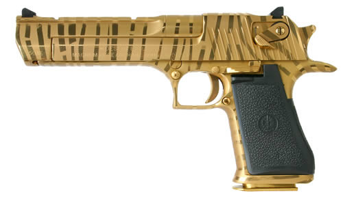 Magnum Research Desert Eagle .50 AE Semi-Auto Pistol with Titanium Gold Tiger Stripes - Model DE50TG-TS