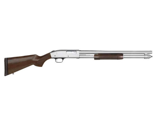 Mossberg 590 Persuader 12 Gauge Pump Action Shotgun with Walnut Stock and Polished Chrome Finish