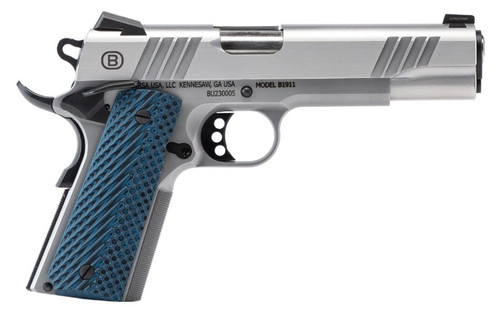 Bersa 1911 .45 ACP Semi-Auto Pistol with Brushed Stainless Steel Finish and Night Sights