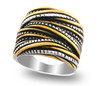 JanKuo Jewelry Unique Textured Layered Lines Pattern Brass Antique Style Ring