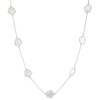JanKuo Flower Rhodium-Plated, Mother-Of-Pearl  Station Necklace 32"
