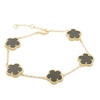 JANKUO Flower 14K Goldplated, Onyx & Cubic Zirconia Double Sided Bracelet